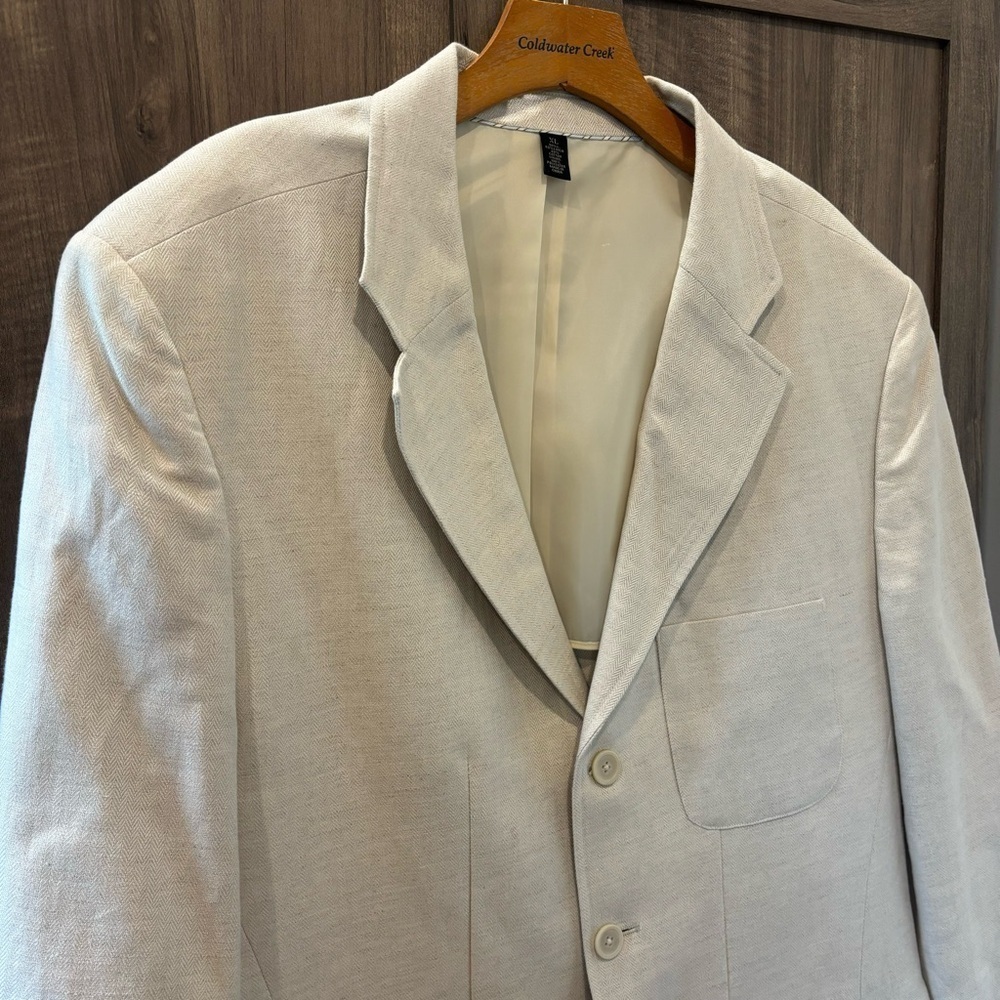Structure Xl Linen Blend Blazer Cream Color - image 5